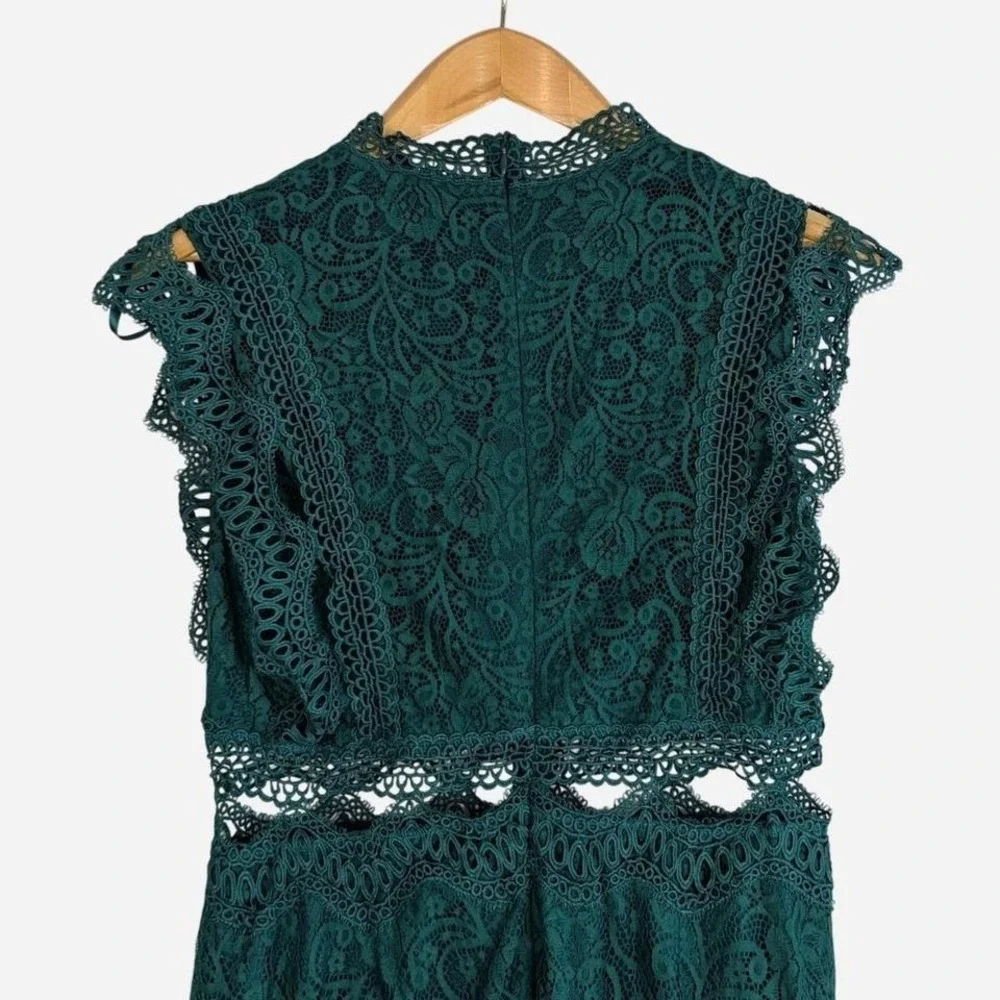 Sage Paije Worth the Chase Lace Mini Dress Forest Green NWT Large - Picture 6 of 10